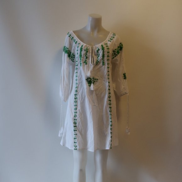 CHRISTIANE CELLE EMBROIDERED SWIM COVER-UP TUNIC M - Picture 1 of 10